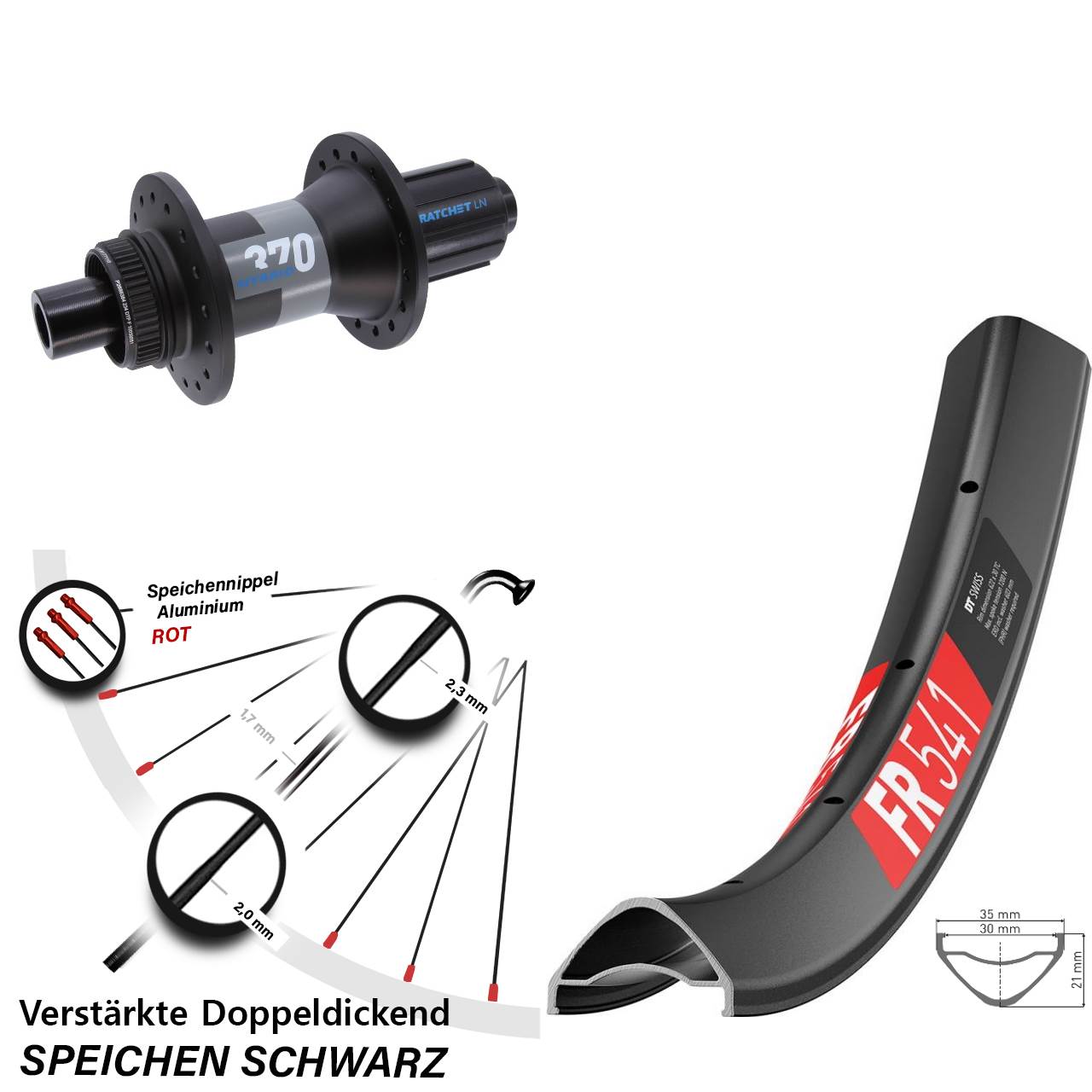 29 Zoll DT Swiss F541-370 Hinterrad Centerlock 12x148 8-11 fach HG