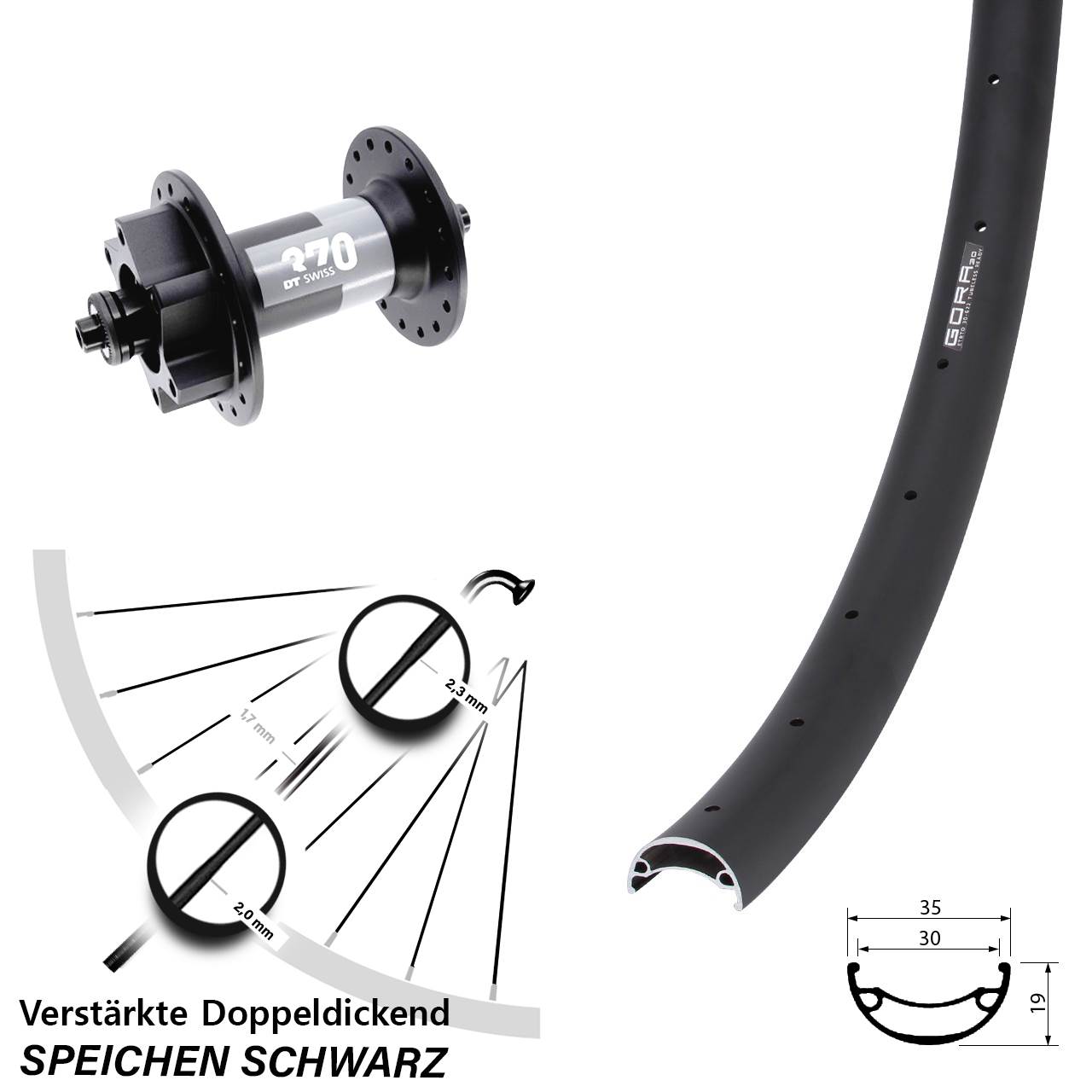 Disc Laufrad 26 Zoll Gora 30 DT Swiss 370 QR