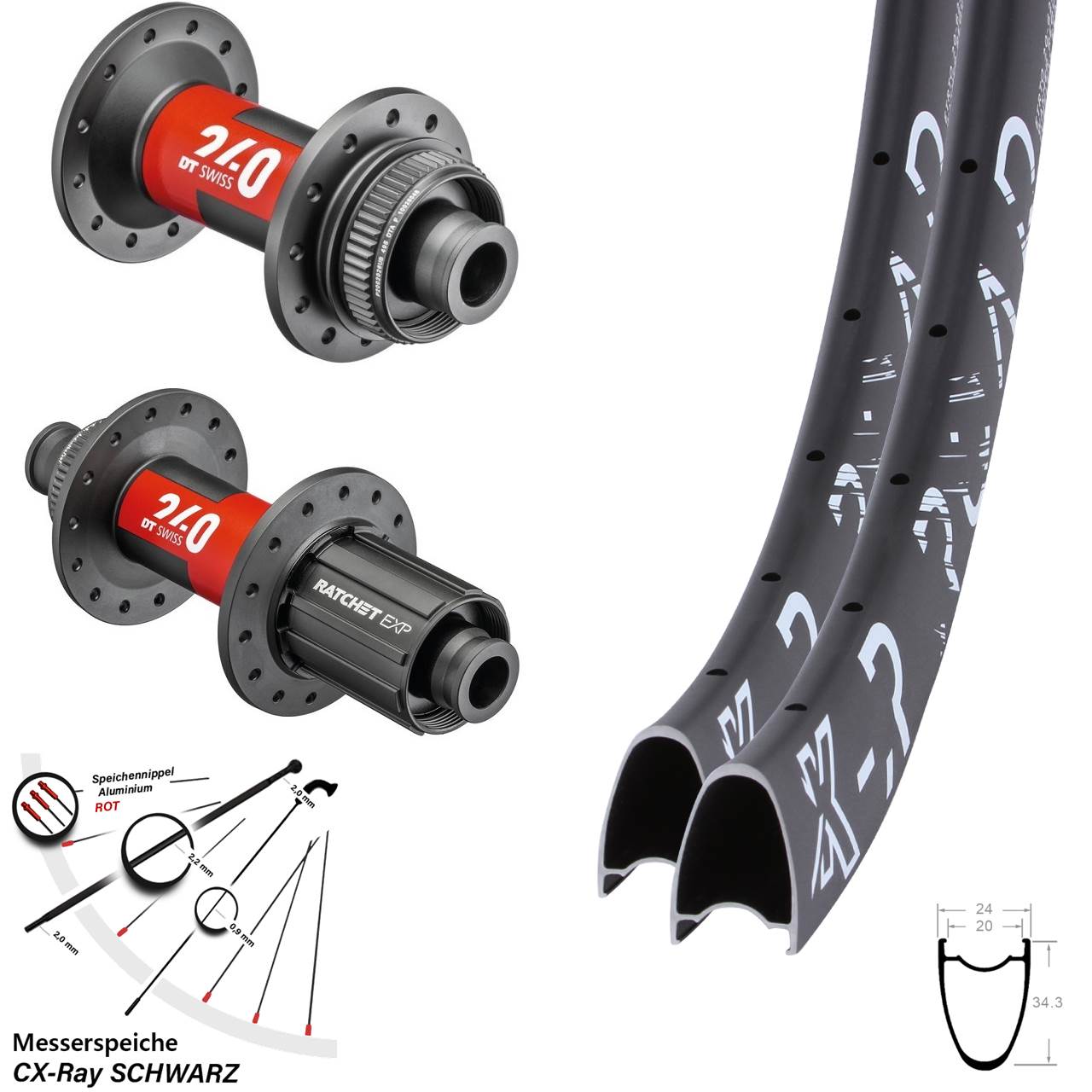 Disc Laufradsatz 29 Zoll KX-R Road DT Swiss 240 EXP 11-12 fach HG 12x100/142 CX