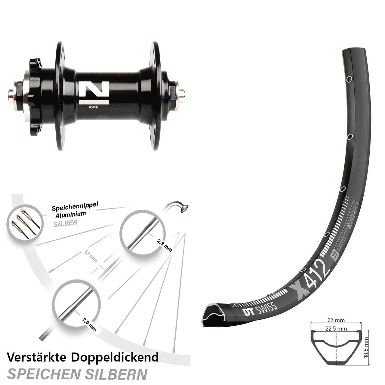 Disc 29 Zoll Vorderrad DT Swiss X412 Novatec D-041 QR