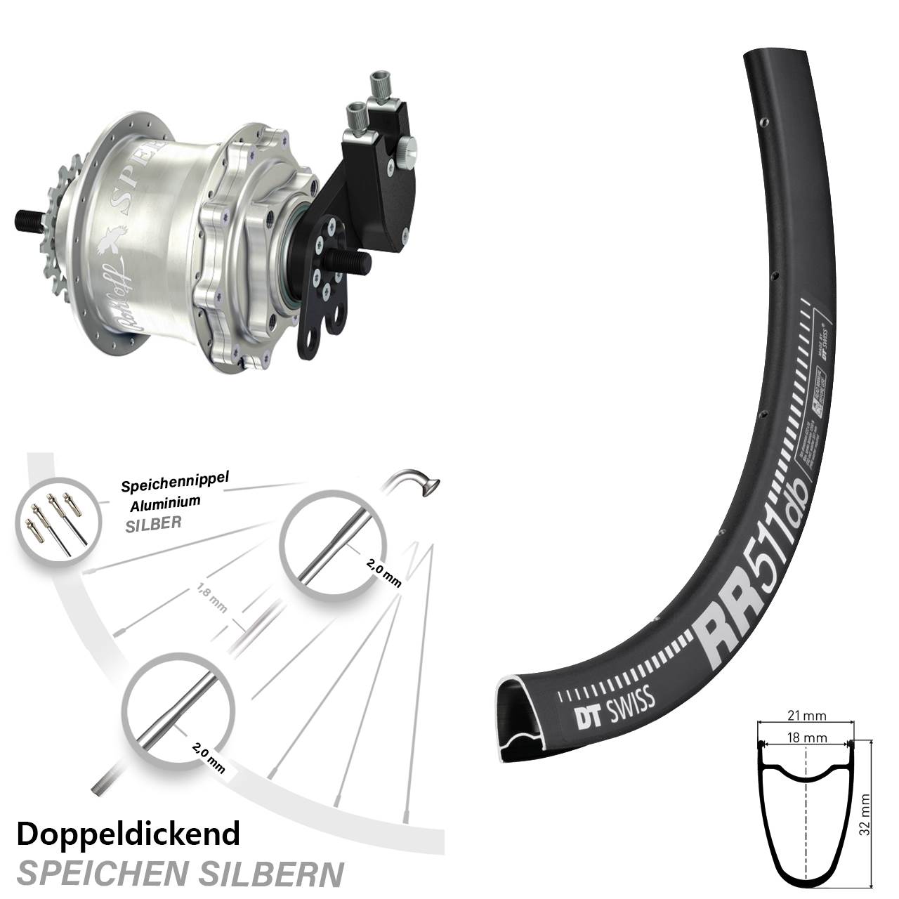 DT Swiss RR 511 Rohloff Speedhub 500/14 TS DB 28 Zoll Disc Hinterrrad