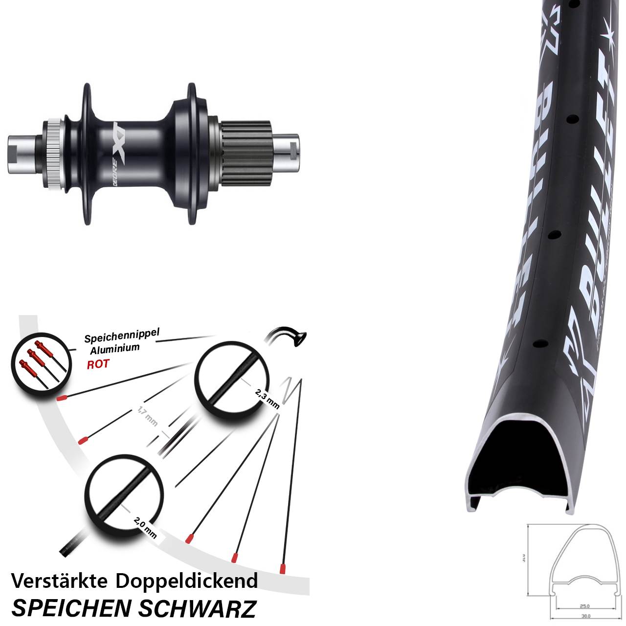 KX Bullet OS Shimano FH-M8110 29 Zoll Disc Laufrad 12x142 Shimano Micro Spline