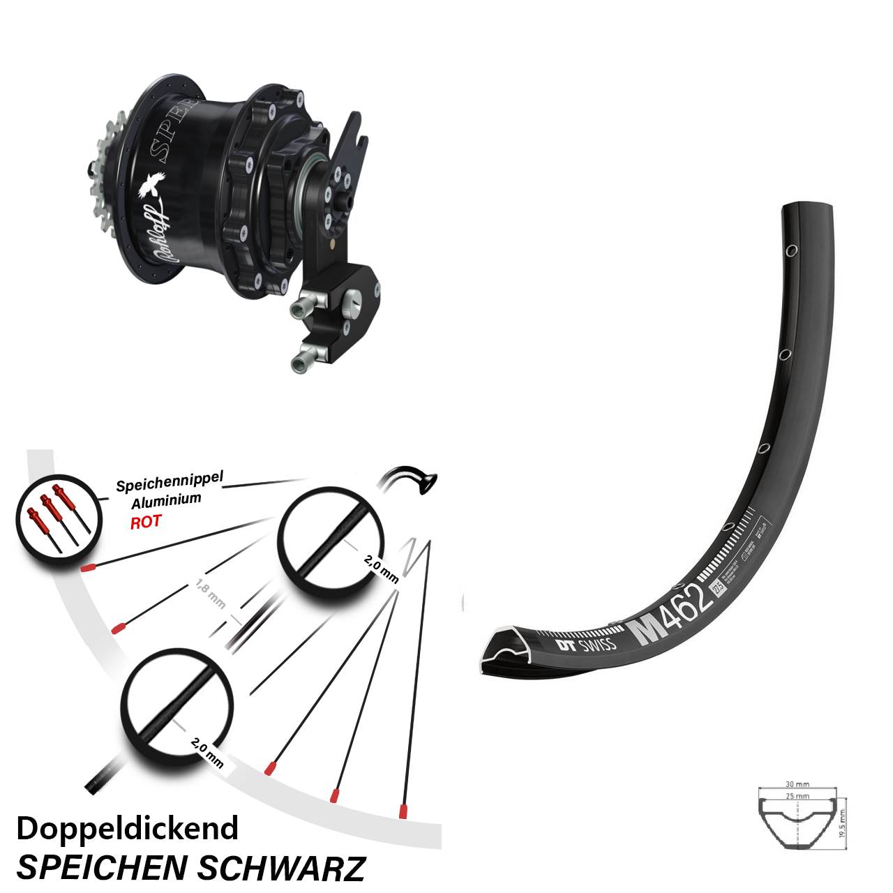 Rohloff Speedhub CC OEM2 DT Swiss M 462 Hinteres Rad 27,5 Zoll