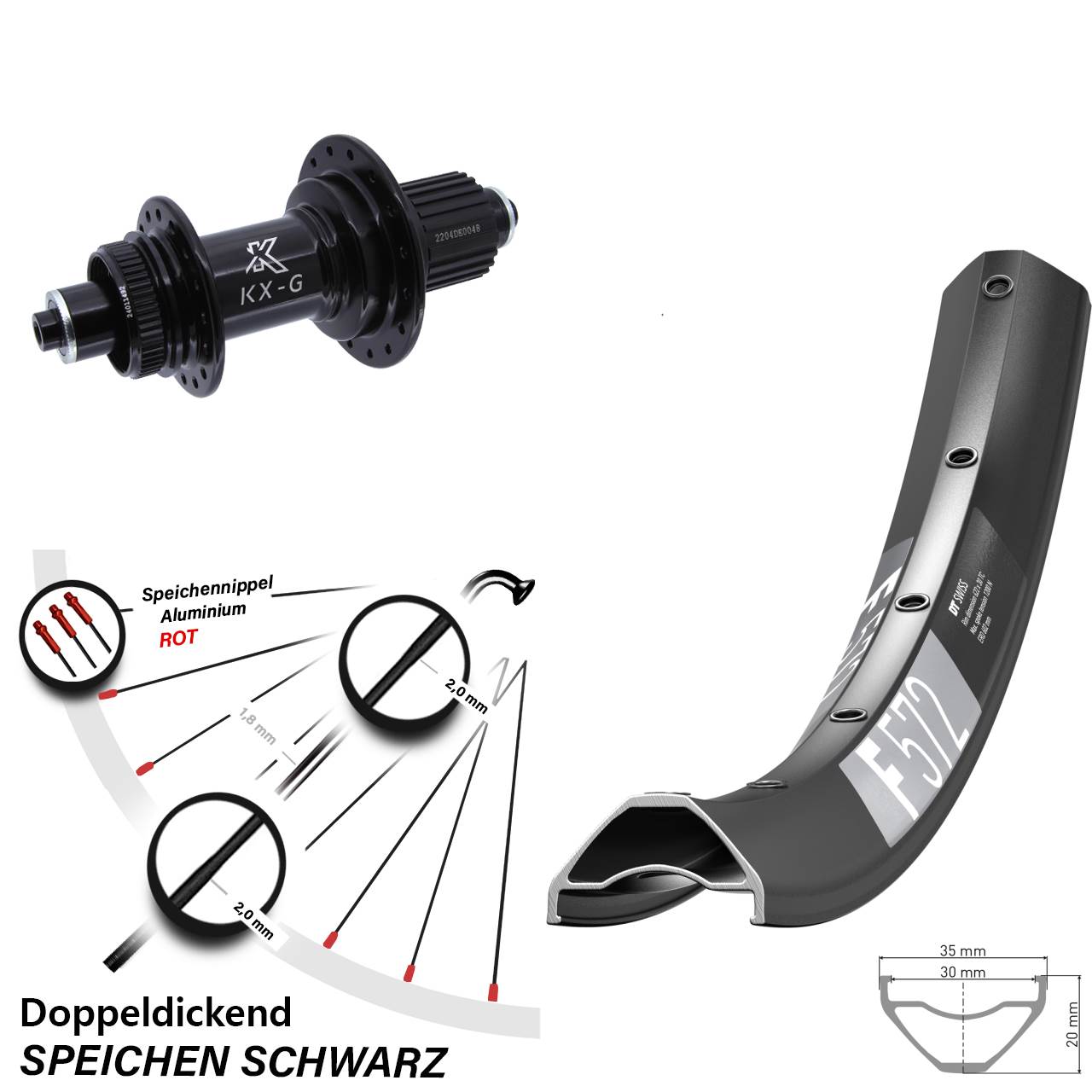 650B DT Swiss F 572 KX-GS verstärkt Disc Laufrad für Schnellspanner Shimano Micro Spline