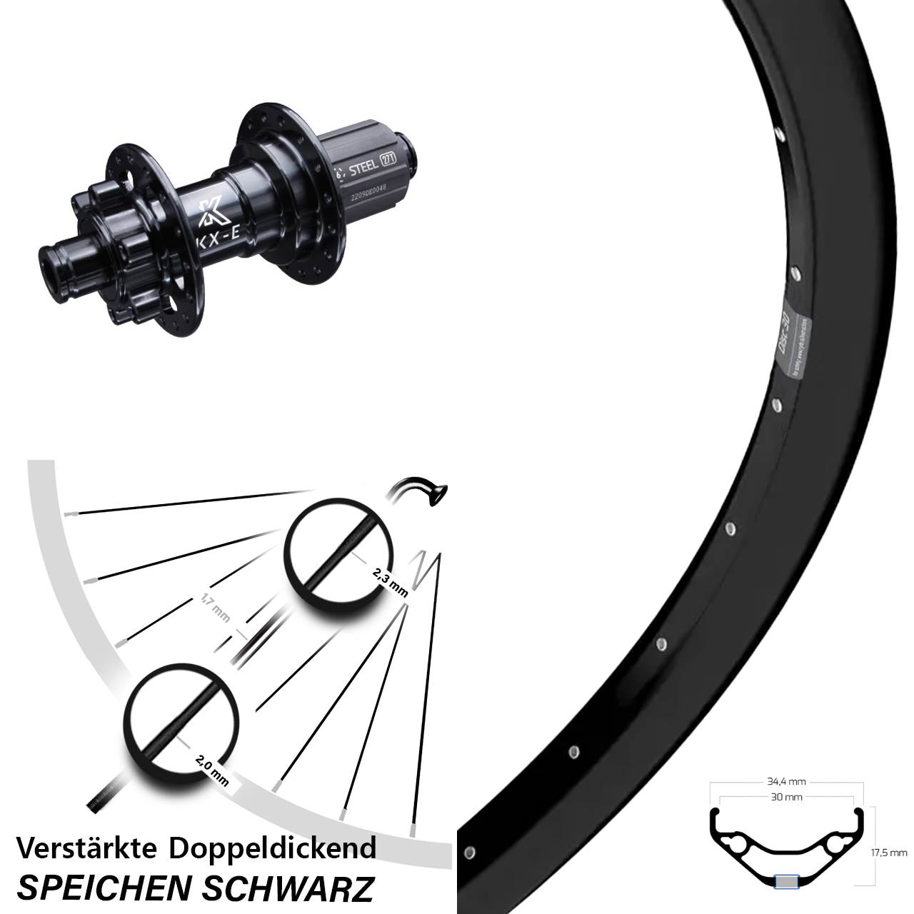 Disc Laufrad 12x142 27,5 Zoll Ryde 30 KX-E 8-12 fach