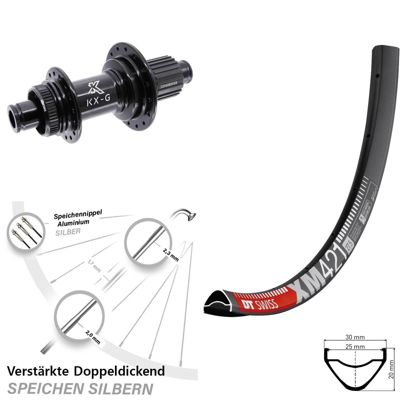 29 Zoll DT Swiss XM 421 KX-GS verstärkt Disc Laufrad 12x142 Shimano Micro Spline