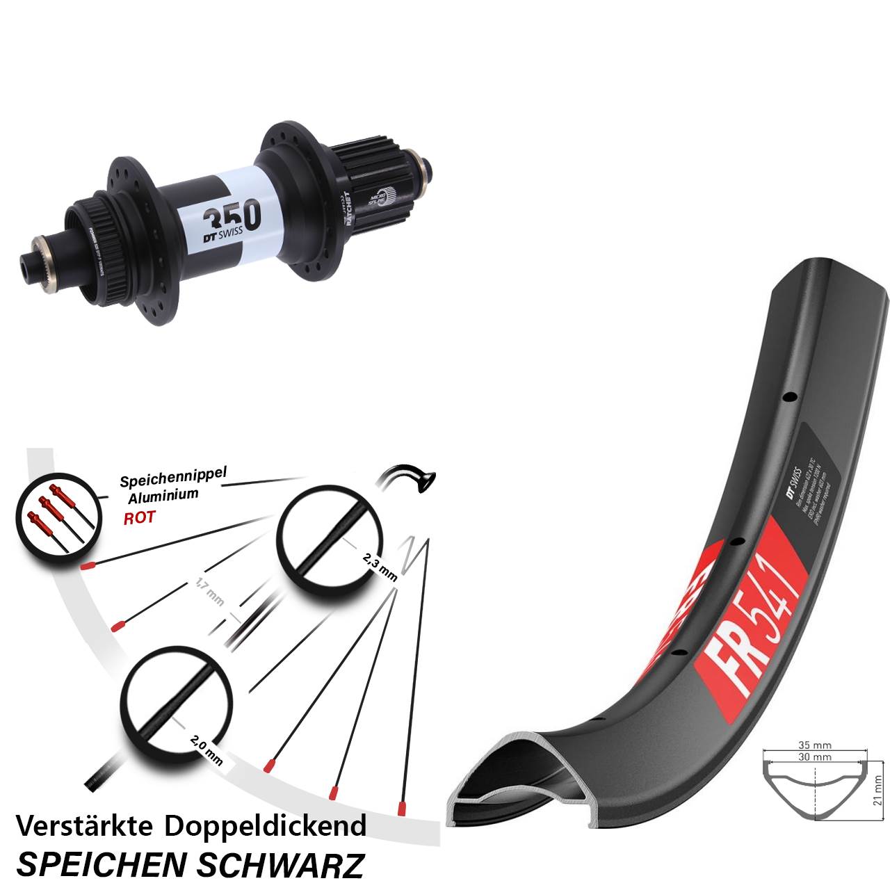 DT Swiss FR 541 350 Ratchet 36 29 Zoll Disc Laufrad QR Boost Shimano Micro Spline