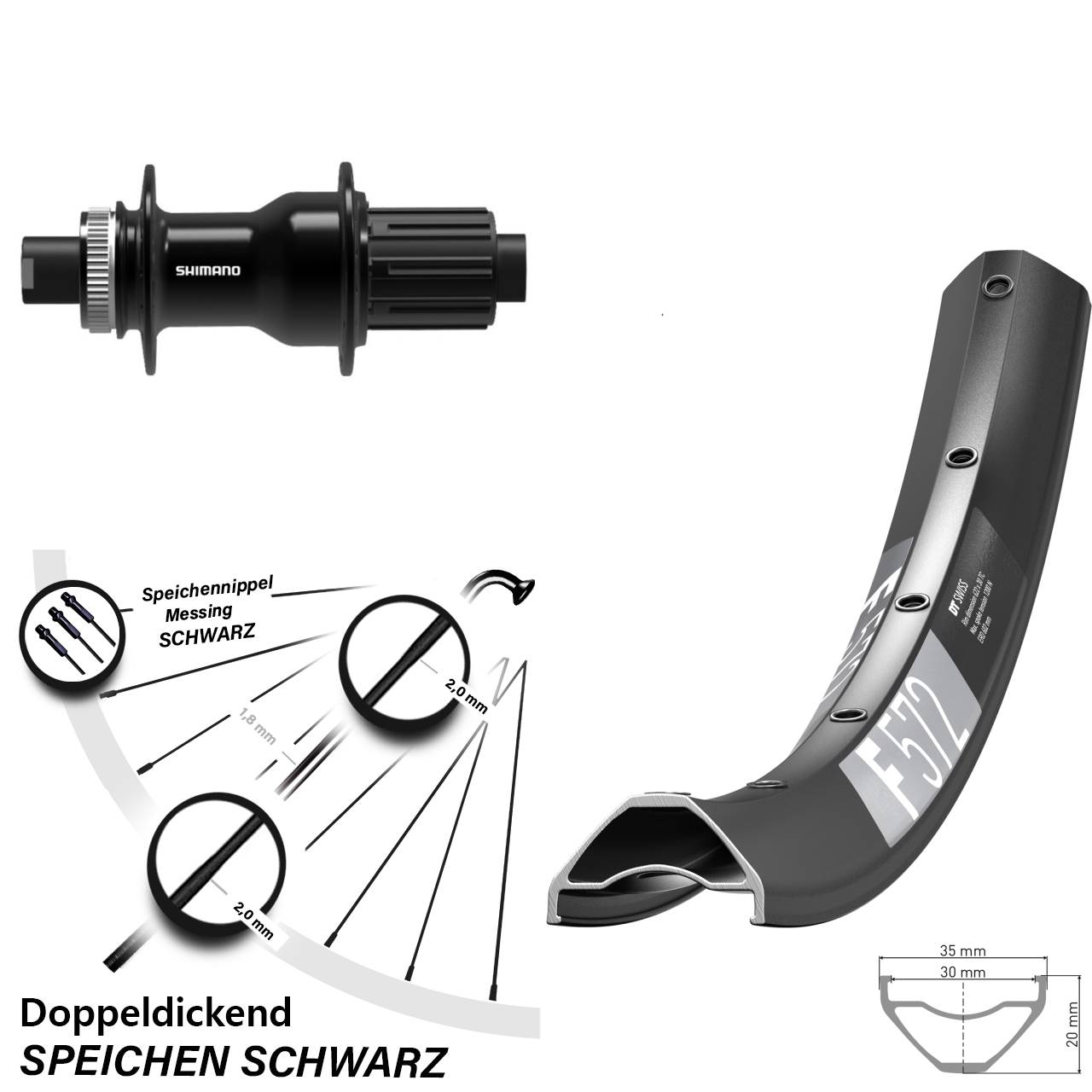 27,5 Zoll DT Swiss F572 Shimano FH-TC500 Boost Hinterrad Centerlock 12x148 Boost 8-11 fach