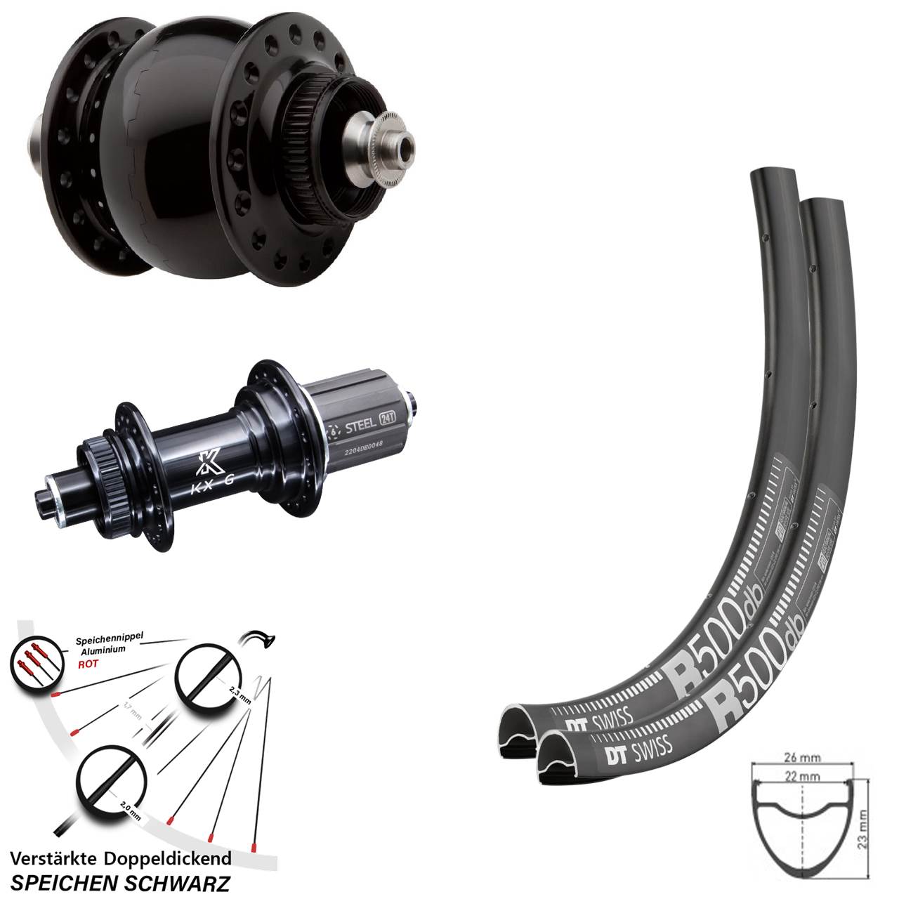 DT Swiss R500 KX-GS SON 28 29 Zoll Disc Laufradsatz QR 8-12 fach