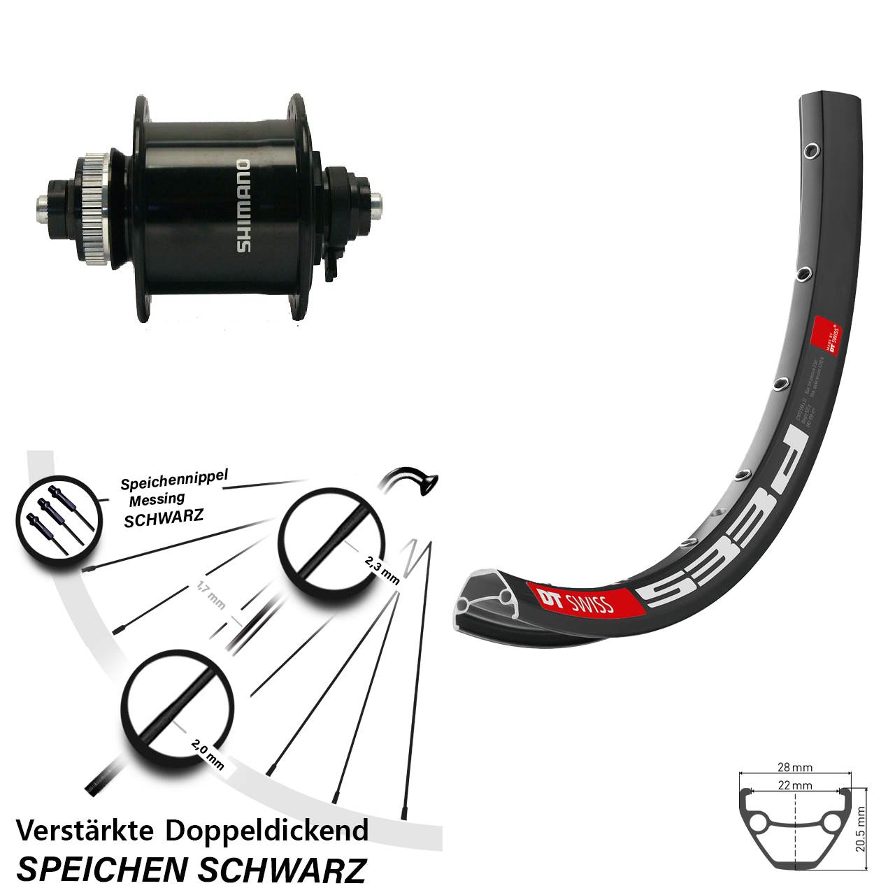 Vorderrad 27,5 Zoll DT Swiss 533 D Shimano DH-UR700-3D Centerlock