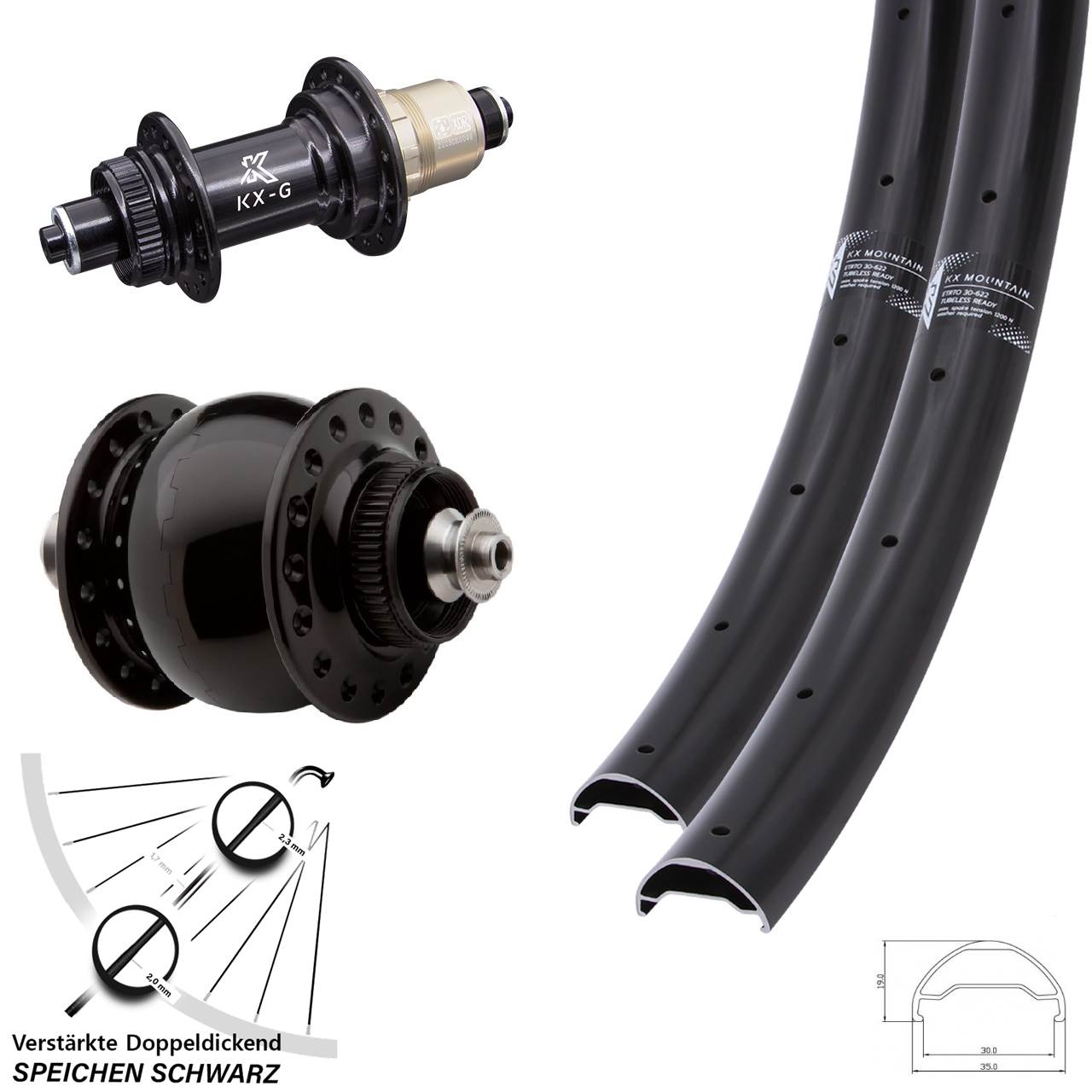 Laufradsatz Centerlock 29 Zoll KX-G Mountain SON delux SRAM XDR QR