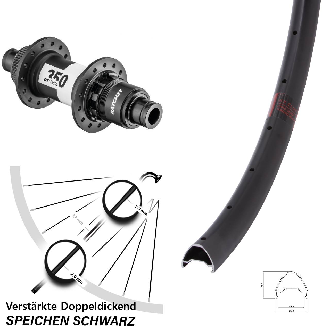 KX Clue DT Swiss 350 CL SRAM XD 28 Zoll Hinterrad Centerlock 12x142