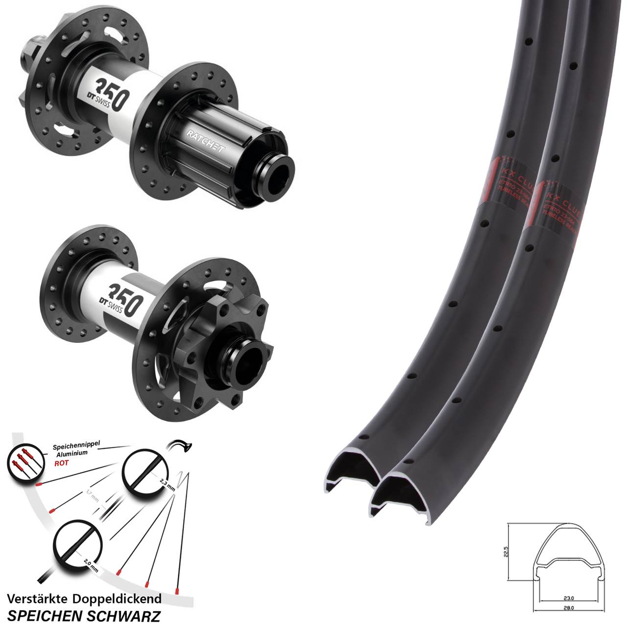 28-29 Zoll KX Clue DT Swiss 350 Laufradsatz 6-Loch 15x110 12x148 8-11 fach HG