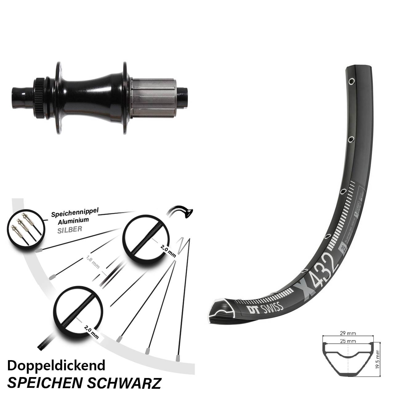 DT Swiss X 432 Formula 29 Zoll Disc Laufrad 12x148 8-11 fach