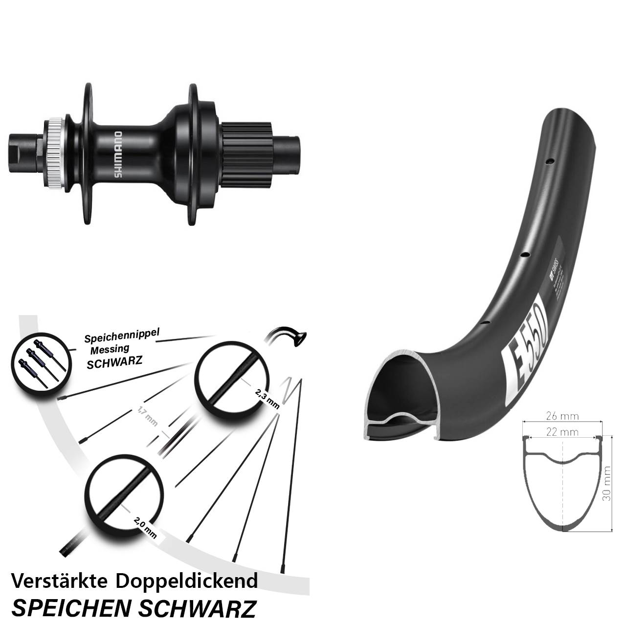 Hinterrad Centerlock 12x142 28 Zoll DT Swiss E550 Shimano FH-MT510 Micro Spline