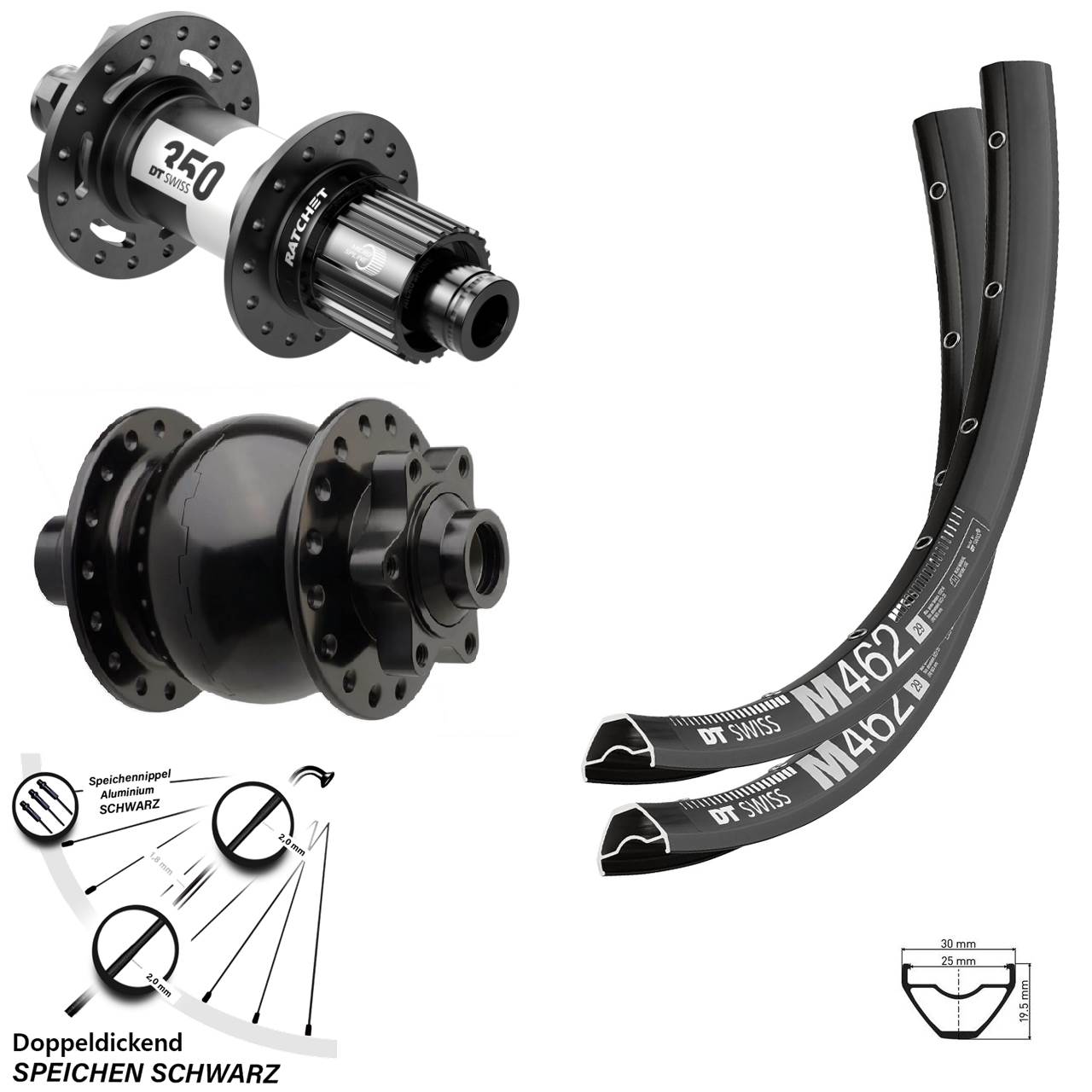 6-Loch Laufradsatz 15x110 12x148 650B DT Swiss M462 350 SON 28 Shimano Micro Spline