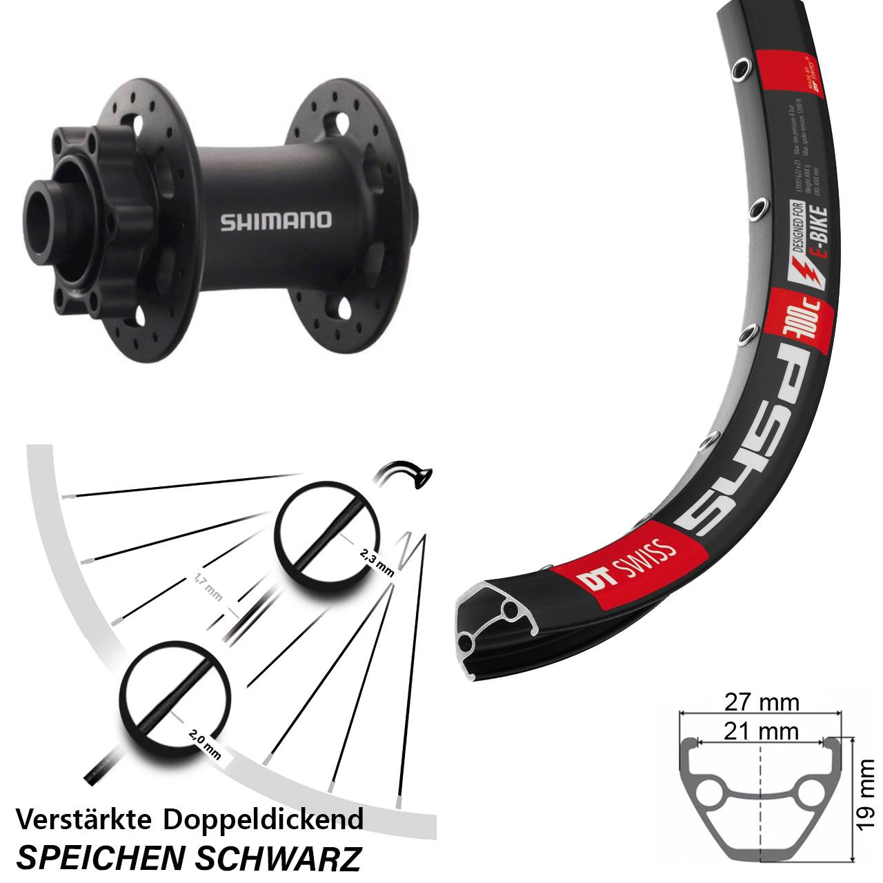 26 Zoll DT Swiss 545 Shimano Deore XT HB-M758 6-Loch Vorderrad 15x100