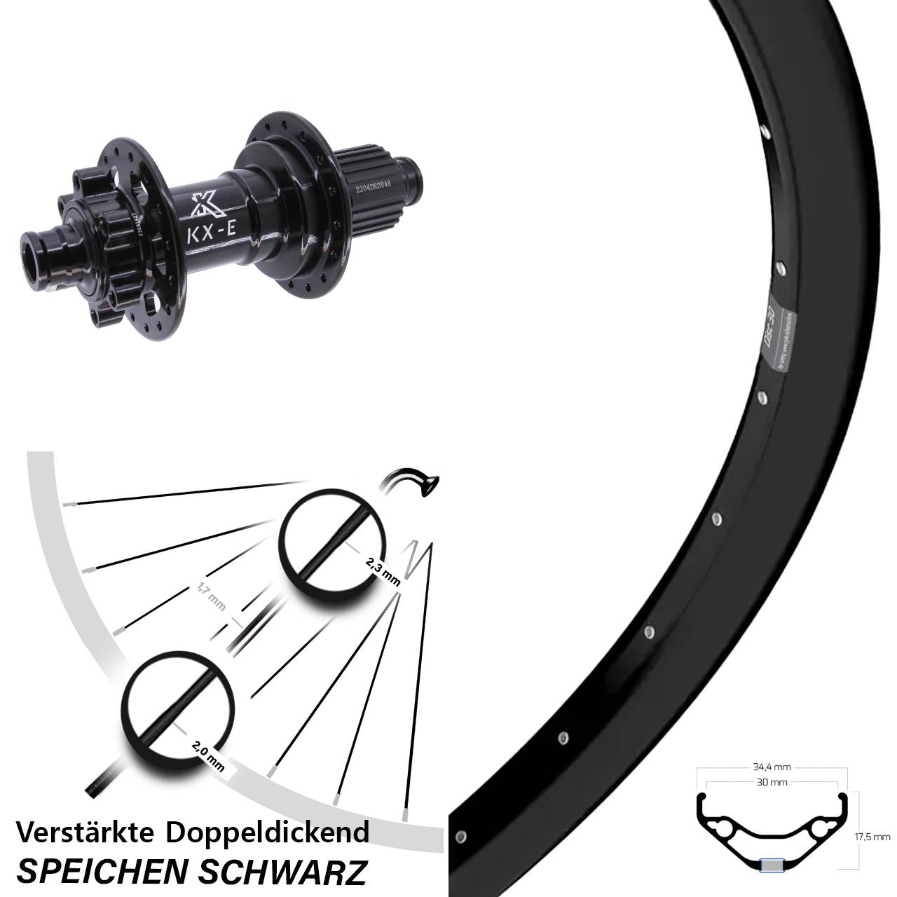 27,5 Zoll Ryde Disc 30 KX-E Heavy Duty Disc Hinterrad 12x148 Shimano Micro Spline