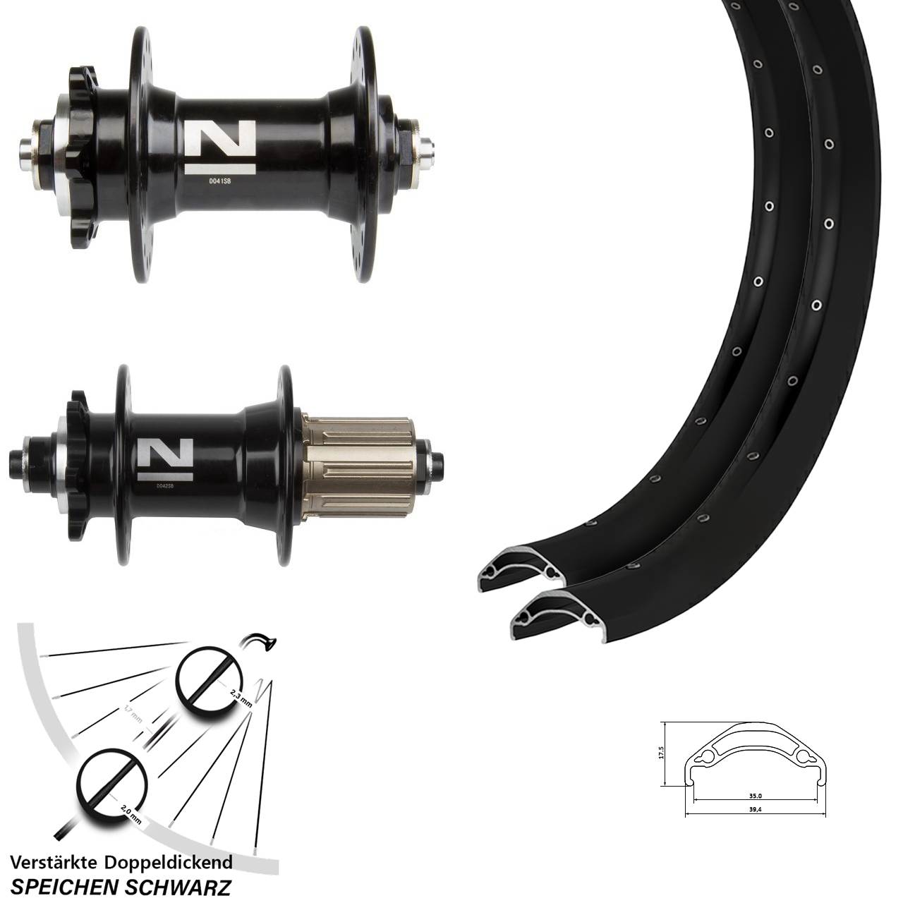 6-Loch Laufradsatz 29 Zoll Ryde Disc 35 Novatec D041 D042 8-11 fach HG QR