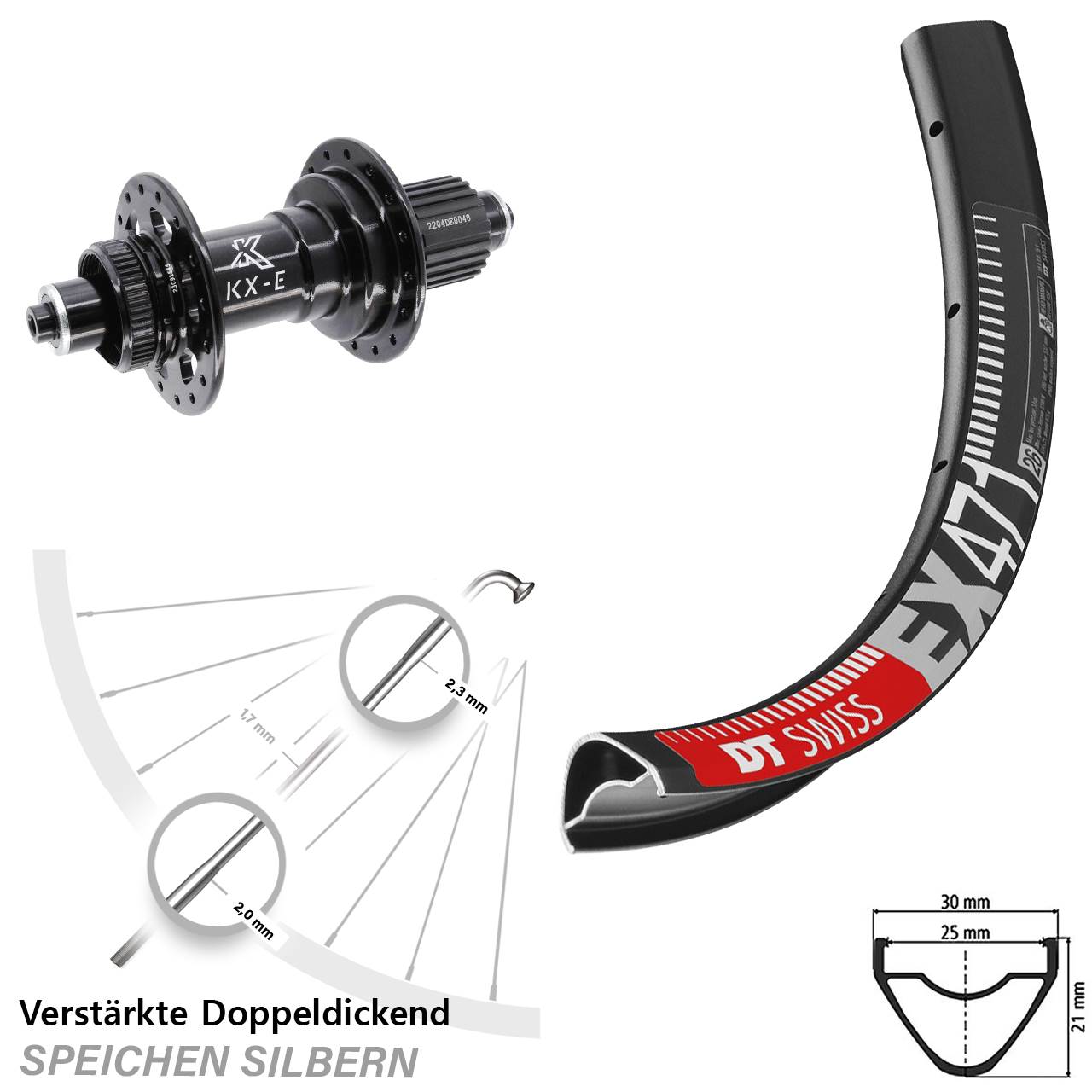 Centerlock Hinterrad 29 Zoll DT Swiss EX 471 KX-E Micro Spline für Schnellspanner Boost