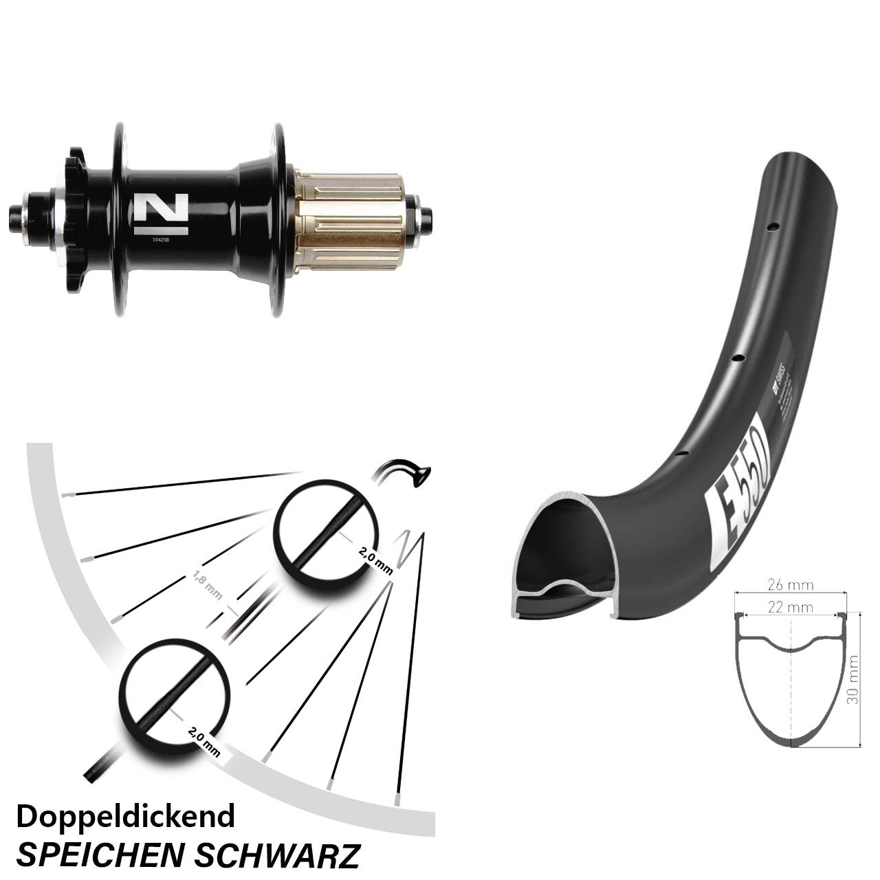 28 Zoll Hinterrad QR DT Swiss E550 Novatec D042 8-11 fach 6-Loch