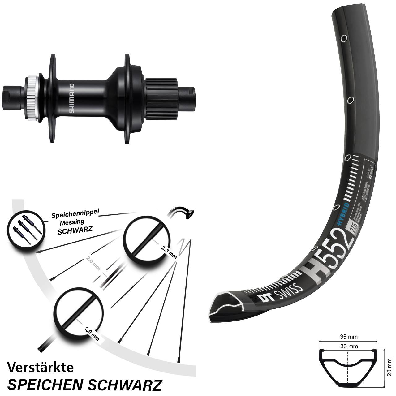 DT Swiss H 552 Shimano FH-MT510B 29 Zoll Disc Hinterrad 12x148 Micro Spline