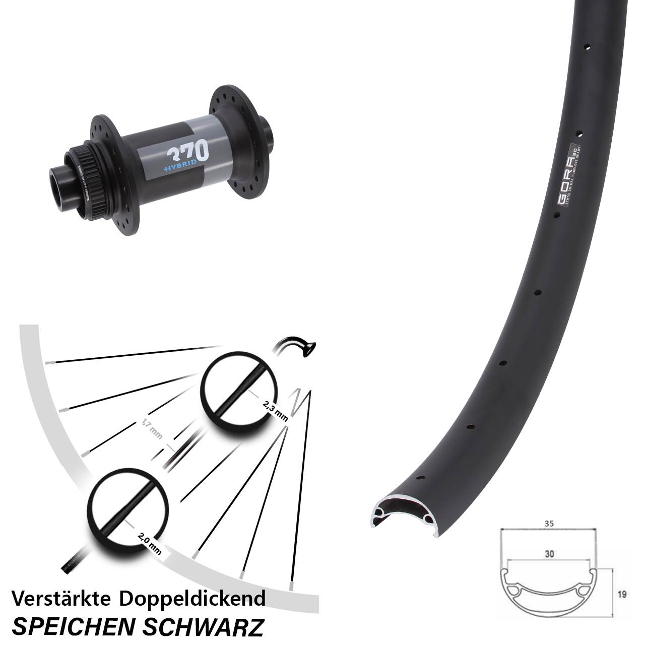 Gora 30 DT Swiss 370 Hybrid 650B Centerlock Vorderrad 15x110 Boost