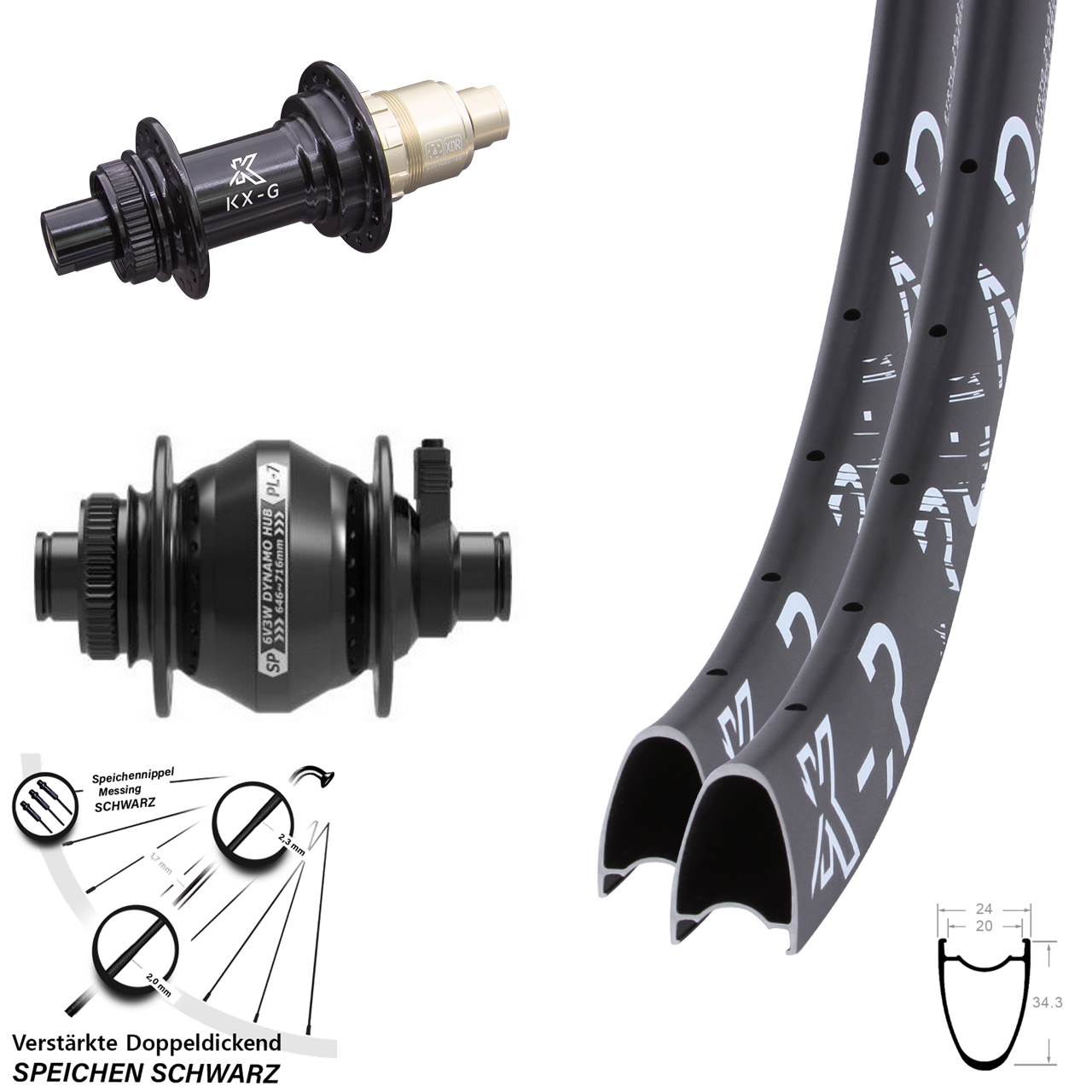 29 Zoll KX-GR Road Shutter PL-7 Centerlock Laufradsatz 12x100/142 SRAM XDR