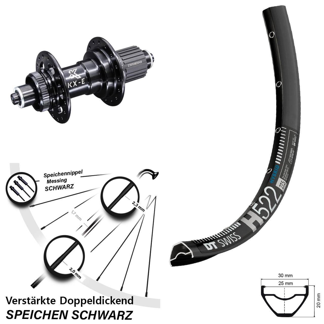 Hinterrad KX-E 8-11 fach DT Swiss H522 29 Zoll Centerlock für Schnellspanner