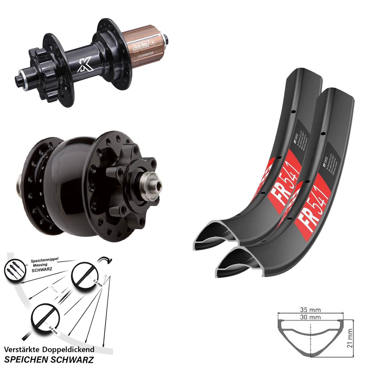 DT Swiss FR 541 KX-M SON 28 27,5 Zoll Disc Laufrad-Satz für Schnellspanner 8-12 fach HG