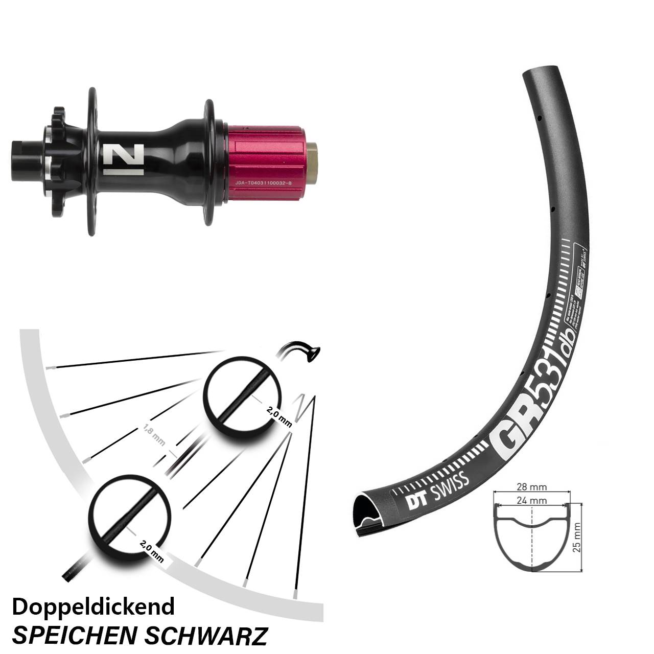 DT Swiss GR531 Novatec D792 27,5 Zoll Disc Laufrad 12x142 8-12 fach