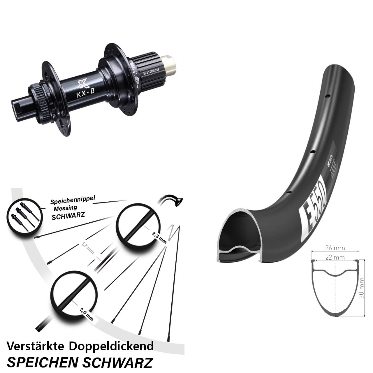 Boost Hinterrad Centerlock 12x148 28 Zoll DT Swiss E550 KX-B Shimano Micro Spline