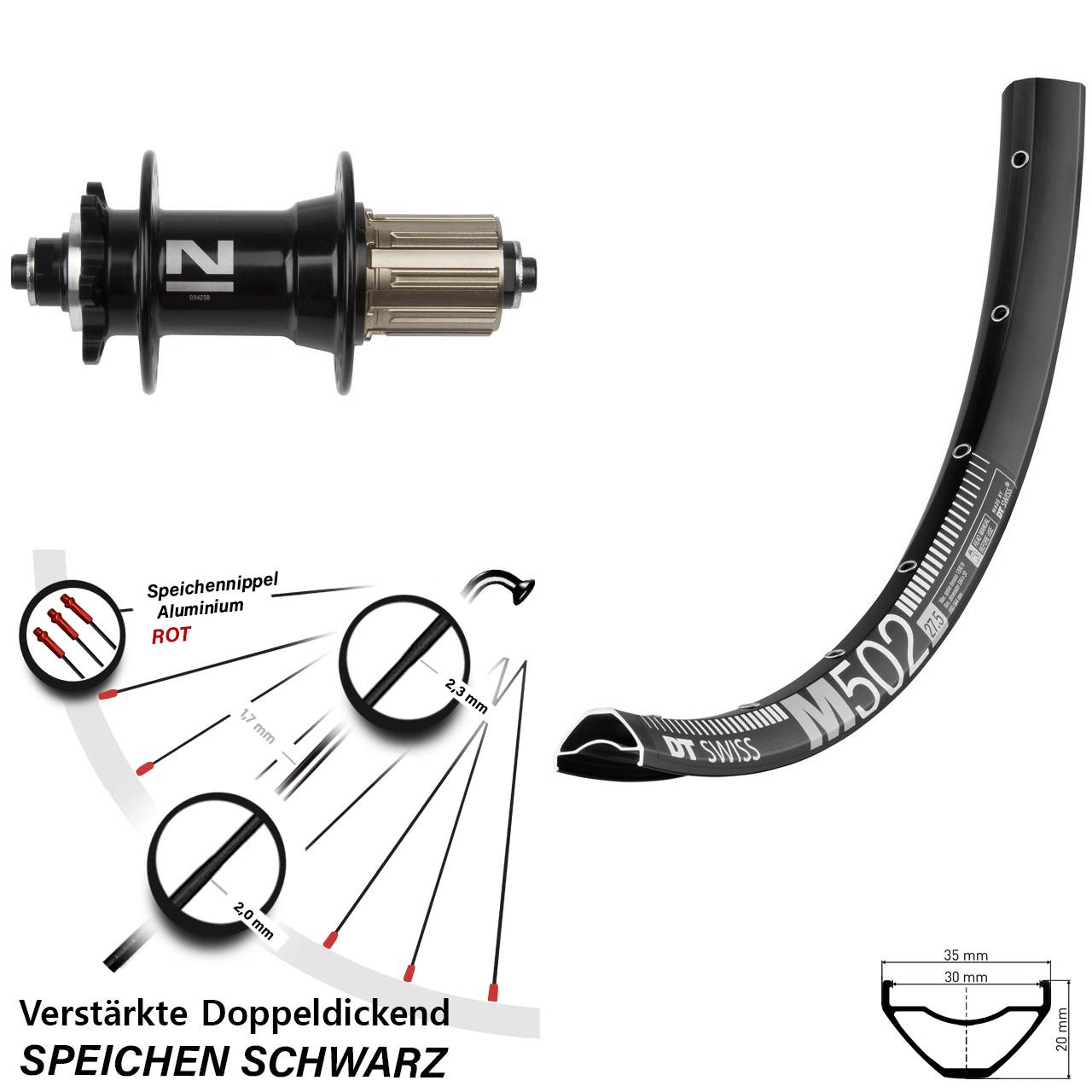 Hinterrad 6-Loch 29 Zoll DT Swiss M502 Novatec D-042 SB 8-11 fach HG QR