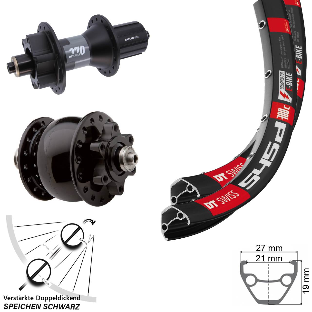 6-Loch Laufradsatz 26 Zoll DT Swiss 545 370 SON 28 8-11 fach HG für Schnellspanner