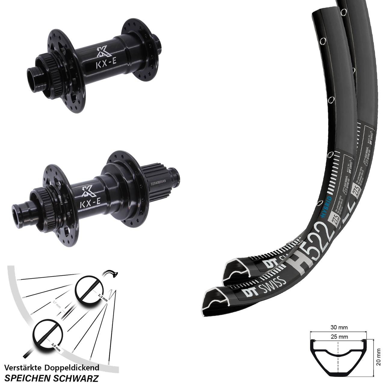 DT Swiss H522 KX-E Heavy Duty 650B Disc Laufradsatz 15x110 12x148 Shimano Micro Spline