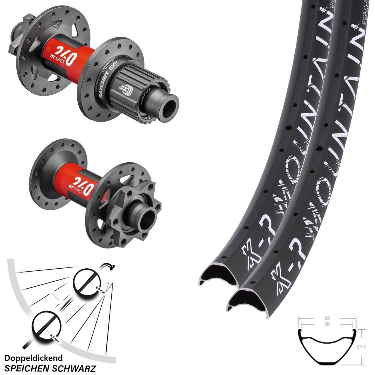 Mullet Laufradsatz 27,5 & 29 Zoll DT Swiss 240 EXP Boost KX-R Mountain Micro Spline