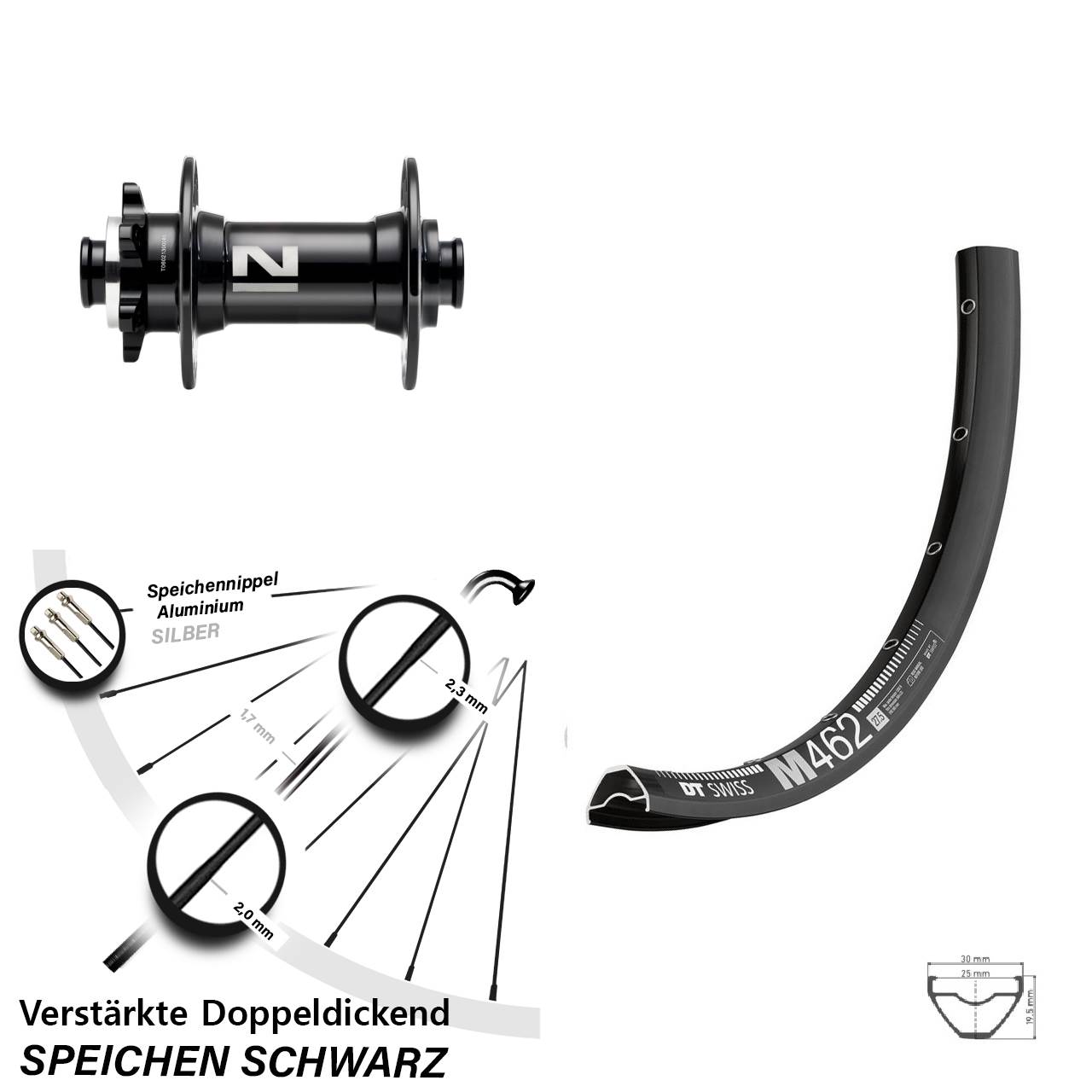 Boost 6-Loch Vorderrad 15x110 650B DT Swiss M 462 Novatec D041SB