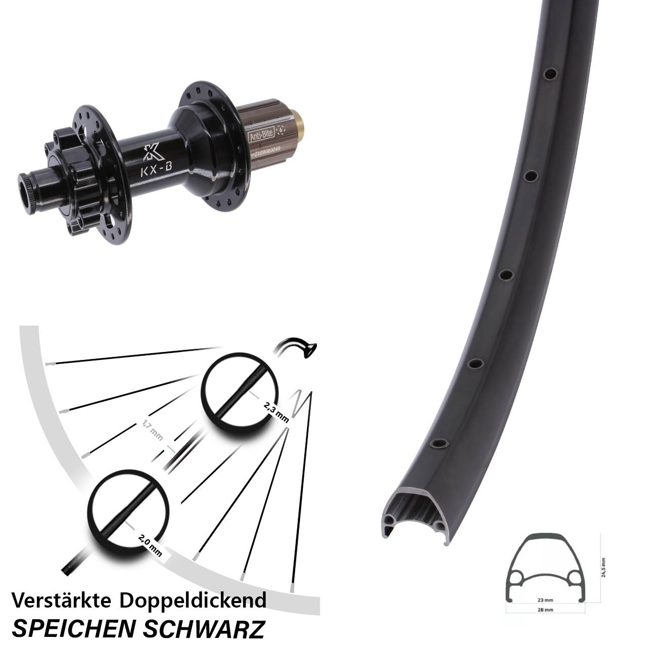 Disc Hinterrad 28 Zoll Ambrosio Sport KX-B 8-11 fach HG 12x148