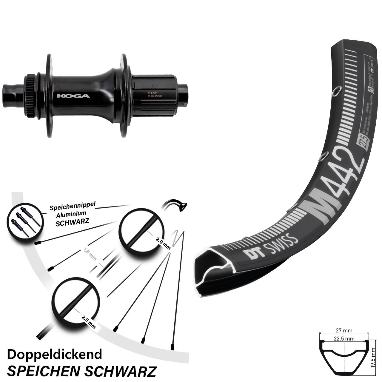 Centerlock Hinterrad 29 Zoll DT Swiss M442 Formula ECT-148S 8-11 fach 12x148 Boost