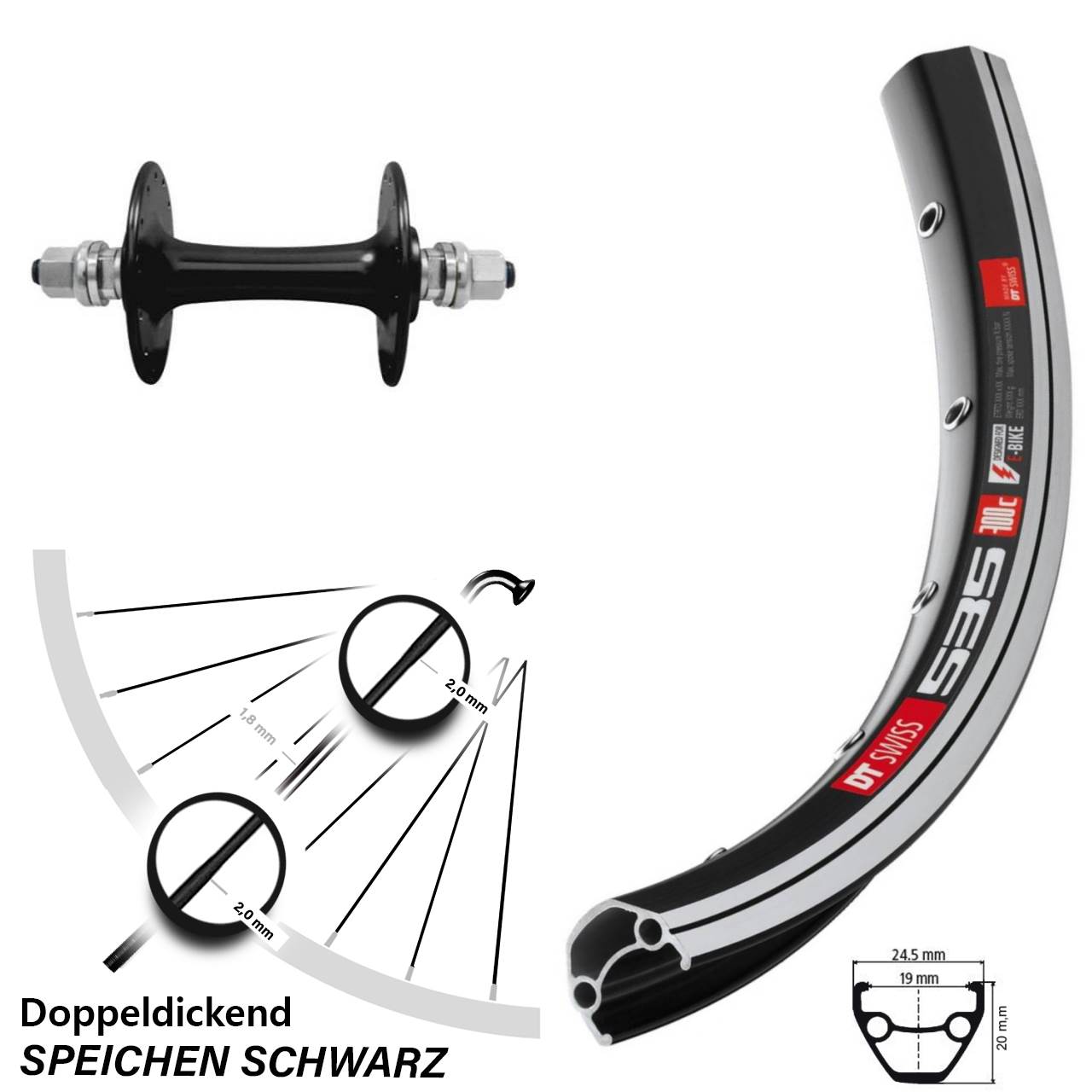 DT Swiss 535 Sturmey Archer HBT30-F 26 Zoll Laufrad Vollachse