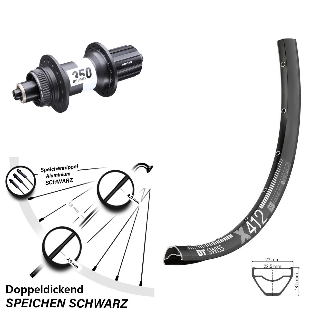 Hinterrad Centerlock 29 Zoll DT Swiss X 412-350 8-11 fach QR