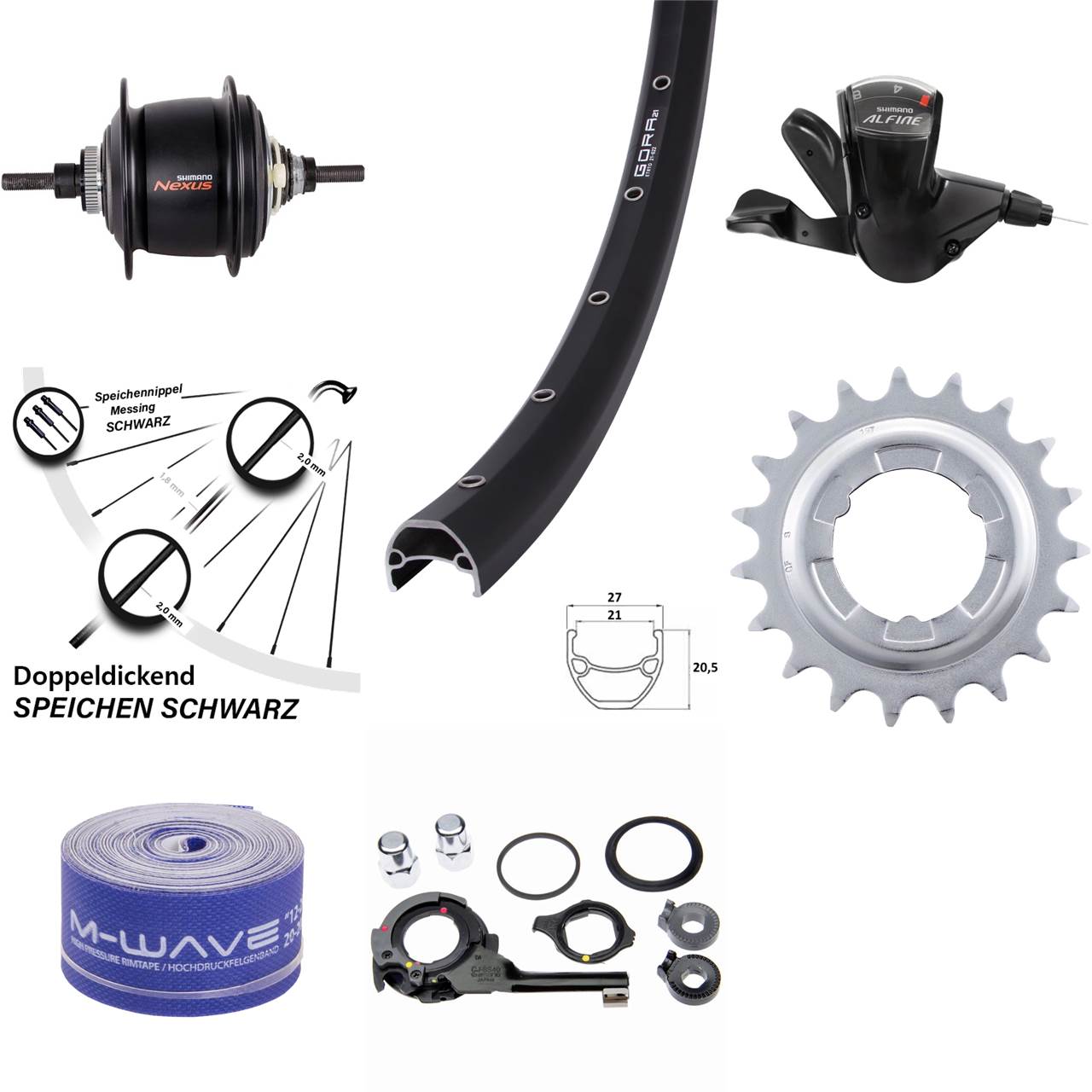 28 Zoll Gora 21 Shimano Nexus 8-Gang Centerlock Hinterrad