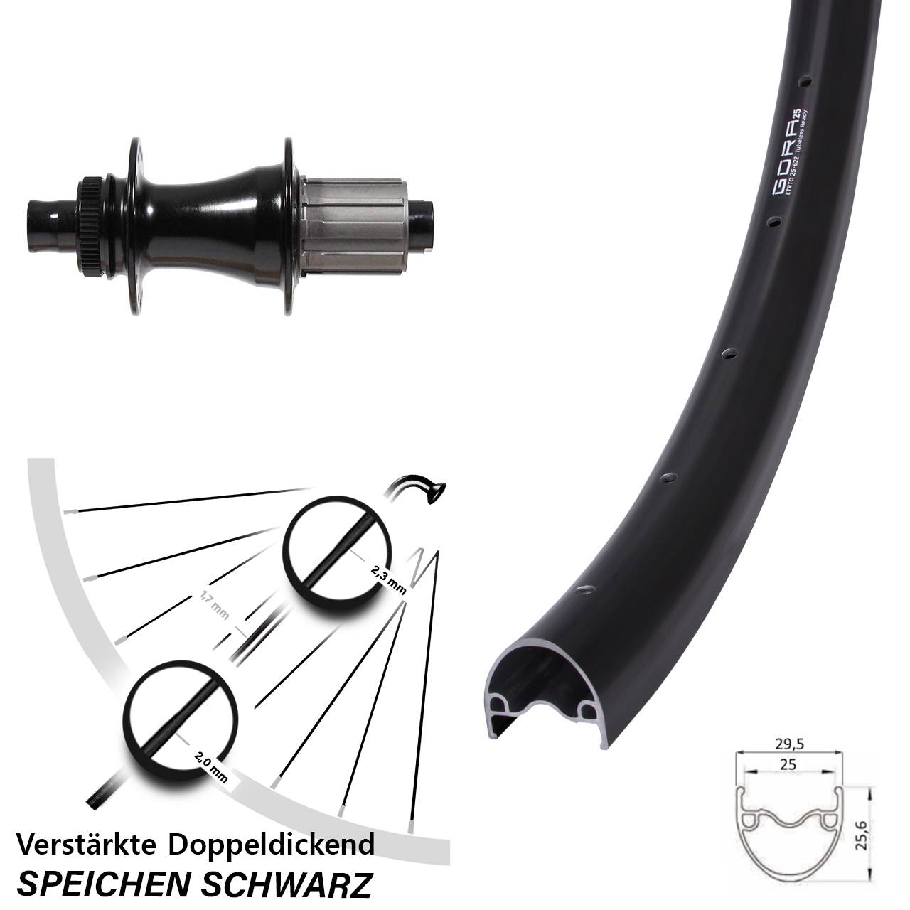 28-29 Zoll Gora 25 Formula CL-142S Hinterrad Centerlock 12x142 8-11 fach HG