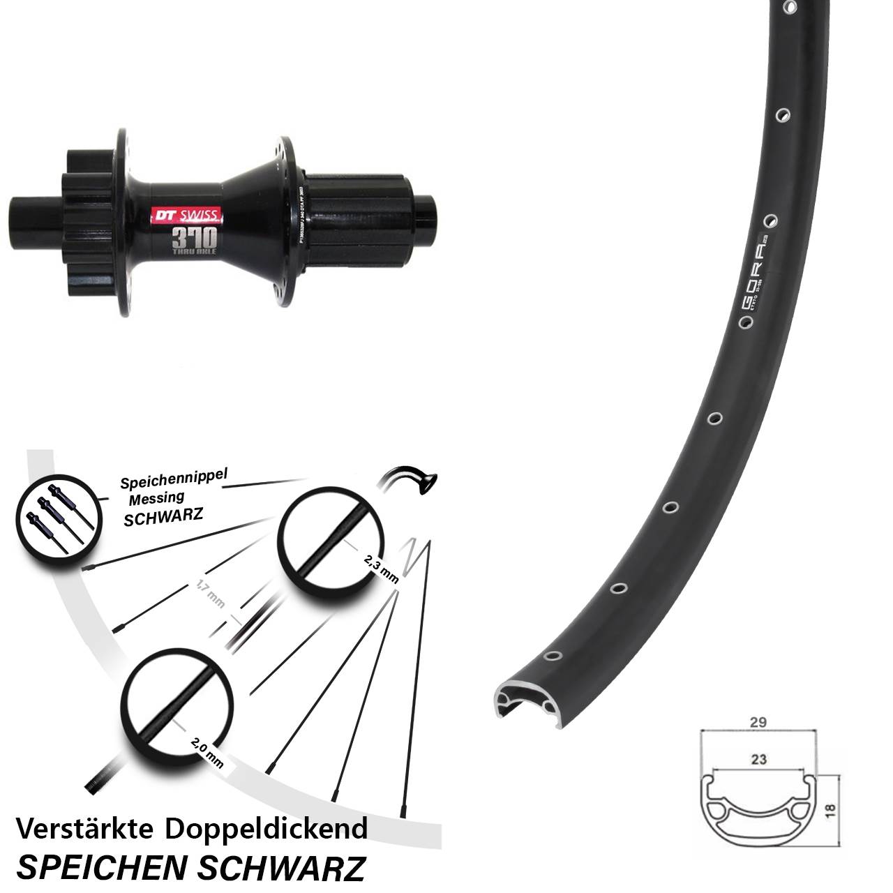 Gora 23 DT Swiss 370 28-29 Zoll Disc Laufrad 12x142 8-11 fach