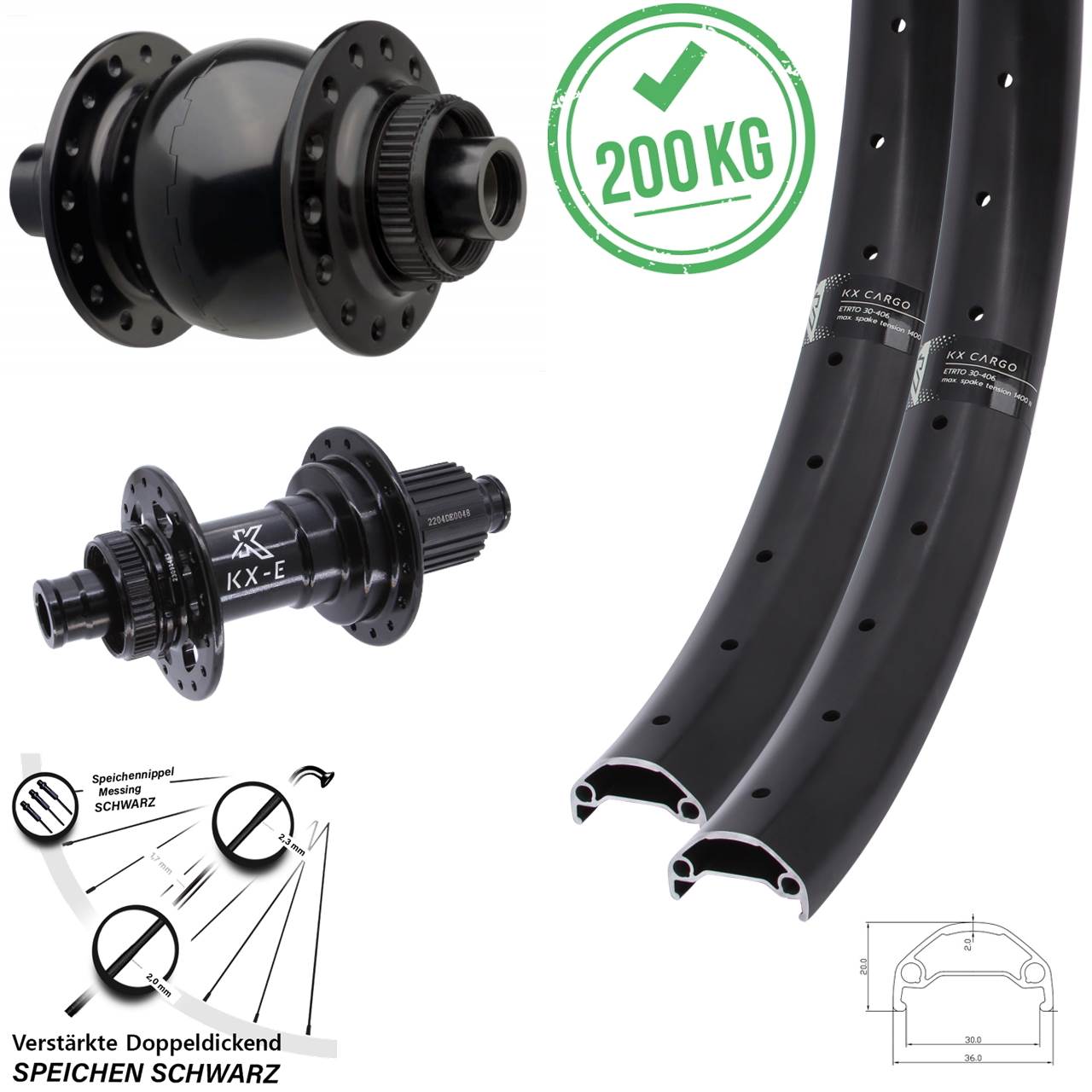 Disc Laufrad-Satz 29 Zoll KX-E Cargo Heavy Duty SON 28 Micro Spline 15x110 12x148