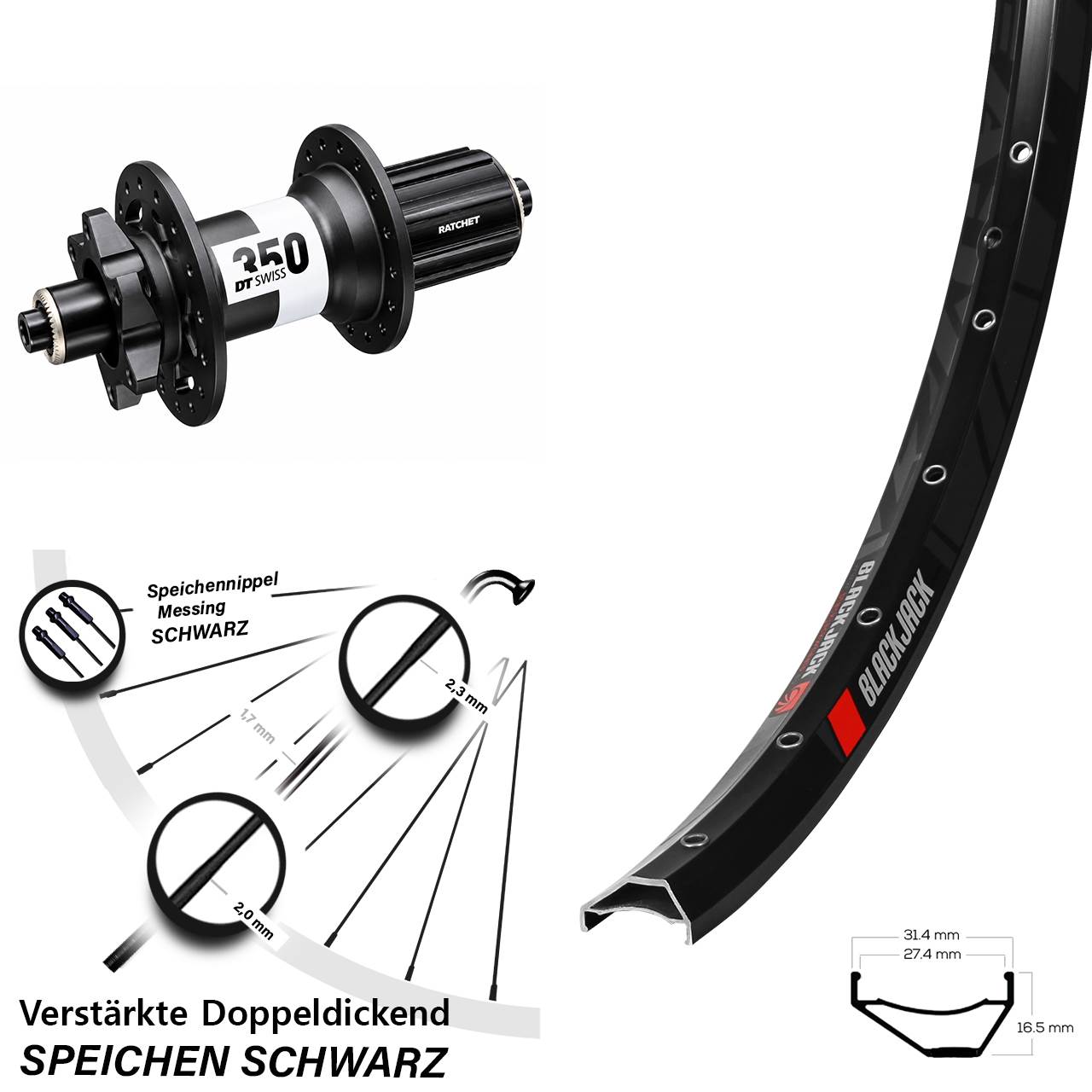 Rodi Ready 27 DT Swiss 350 Ratchet 36 29 Zoll Disc Laufrad QR Boost 8-11 fach