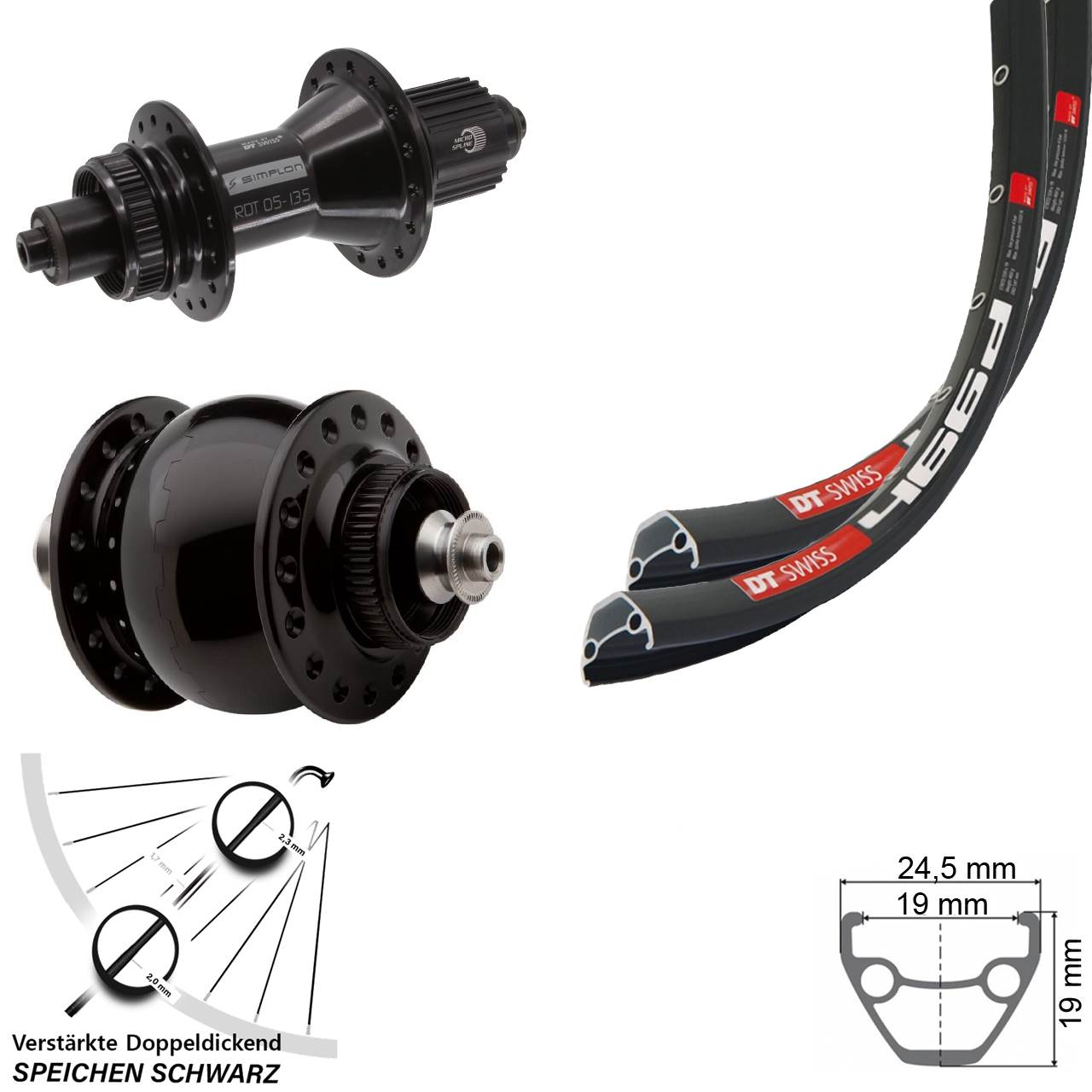 Centerlock Laufradsatz QR 28 Zoll DT Swiss 466d 370 Hybrid SON Micro Spline