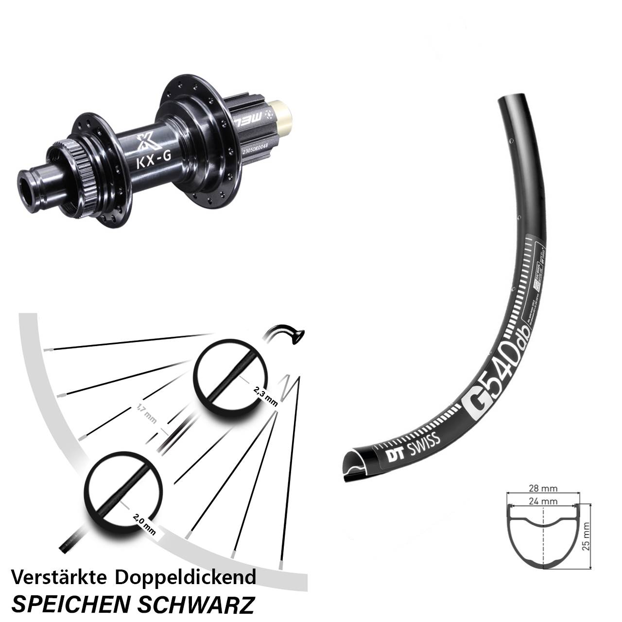 Hinterrad Centerlock 12x142 28-29 Zoll DT Swiss G 540 KX-G Steckachse Campa N3W
