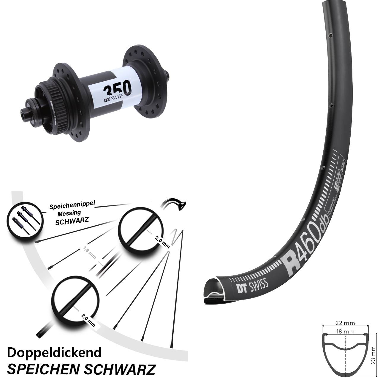Centerlock Vorderrad für Schnellspanner 28 Zoll DT Swiss R460-350