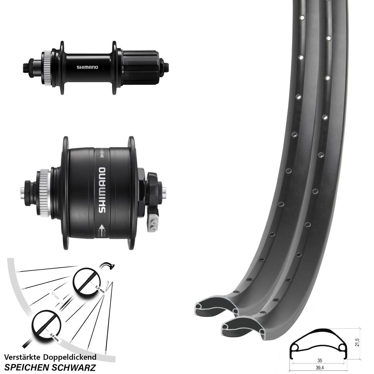 Ambrosio E35 Shimano DH-3D37 FH-QC400 29 Zoll Disc Laufradsatz QR 8-11 fach